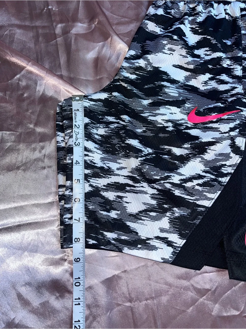 Nike Black & White Patterned Dri-FIT Athletic Shorts with Pink Trim